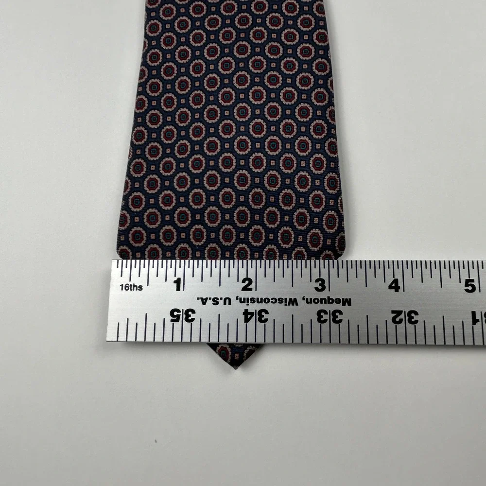 Vintage‎ Trissardi Navy Maroon Geometric Medallion Silk Tie